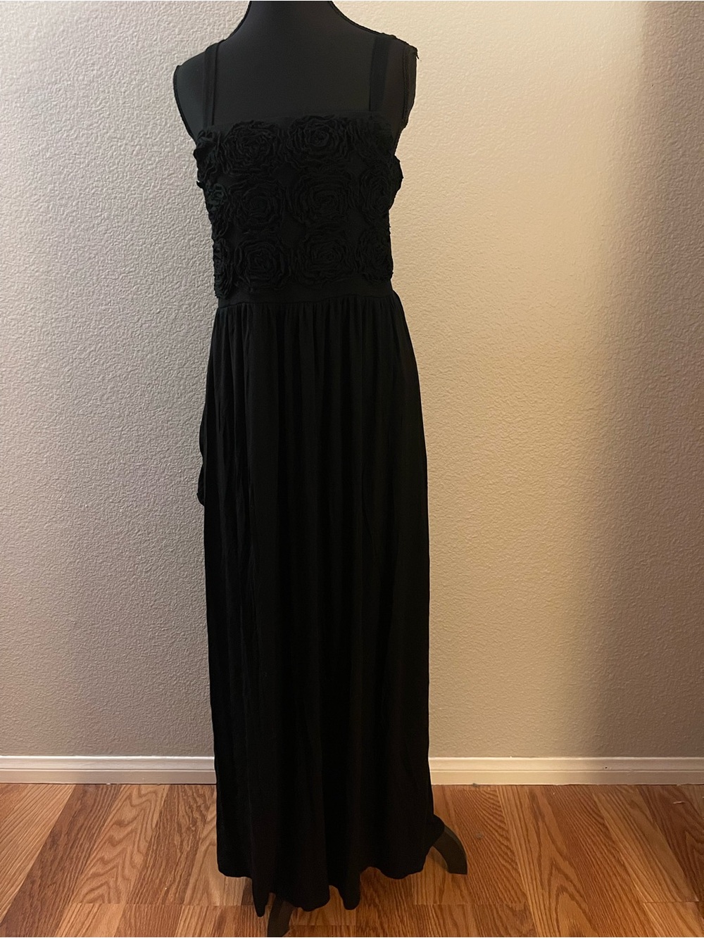 INC International Concepts Black Floral Bodice Maxi Dress